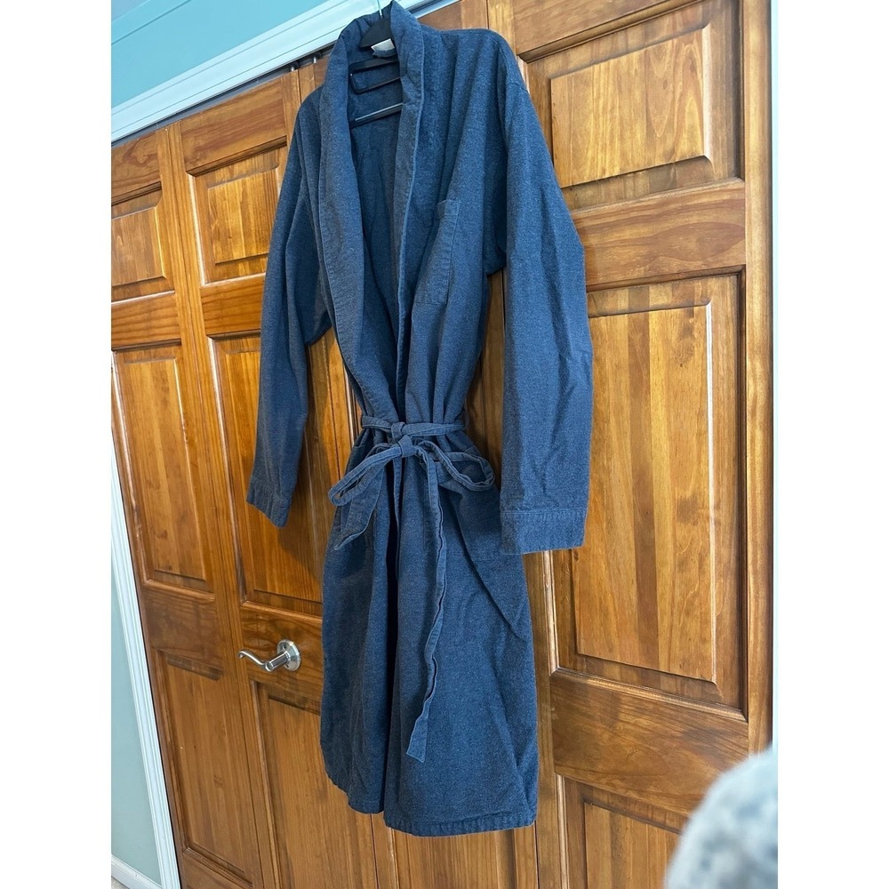 Men's L.L. Bean Gray bath robe cotton size XL Tall - Picture 2 of 8